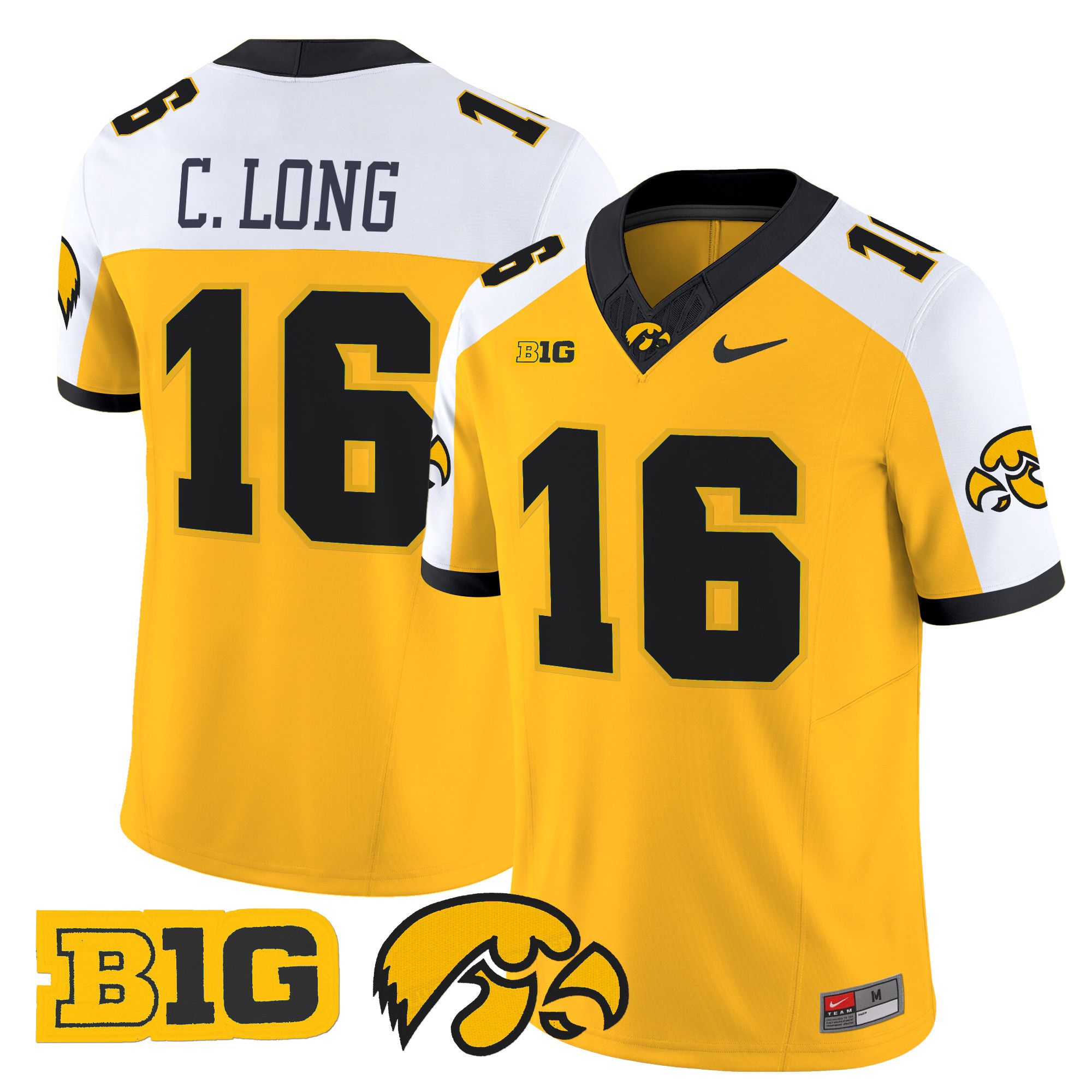 Men Iowa Hawkeyes #16 C.Long Yellow Nike 2024 Vapor Limited NCAA Jersey